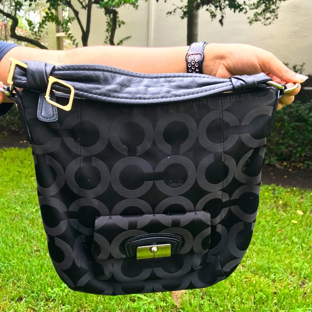 Coach Black Signature Canvas Hobo Bag